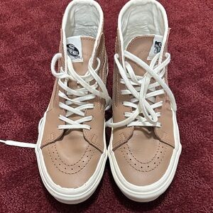 Vans High-Top Sneakers in Beige and White